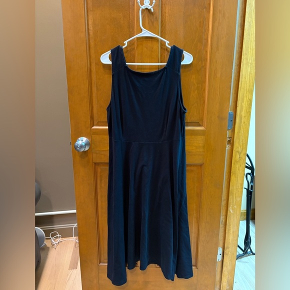 Eileen Fisher Womens Black Organic Cotton Stretch Jersey Surplice Dress Sz Large - Picture 5 of 10